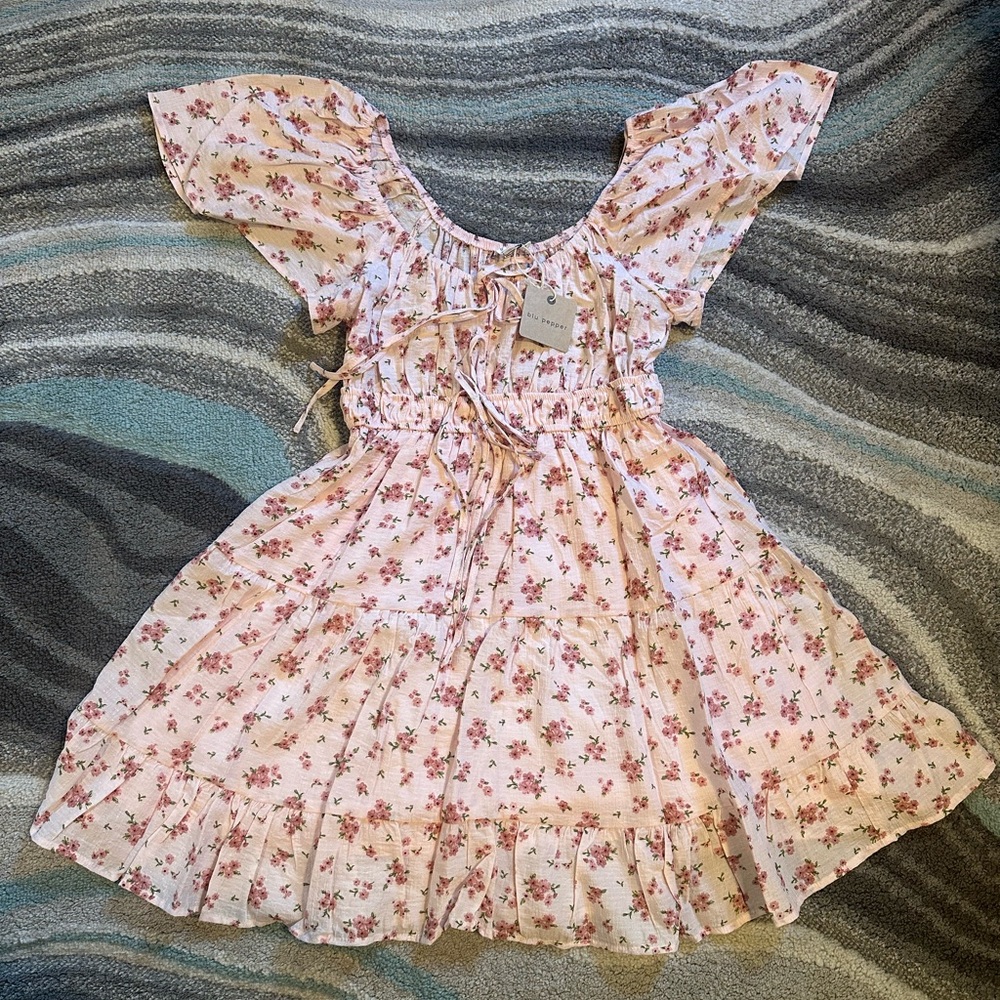 WOMENS PINK FLORAL SUMMER DRESS